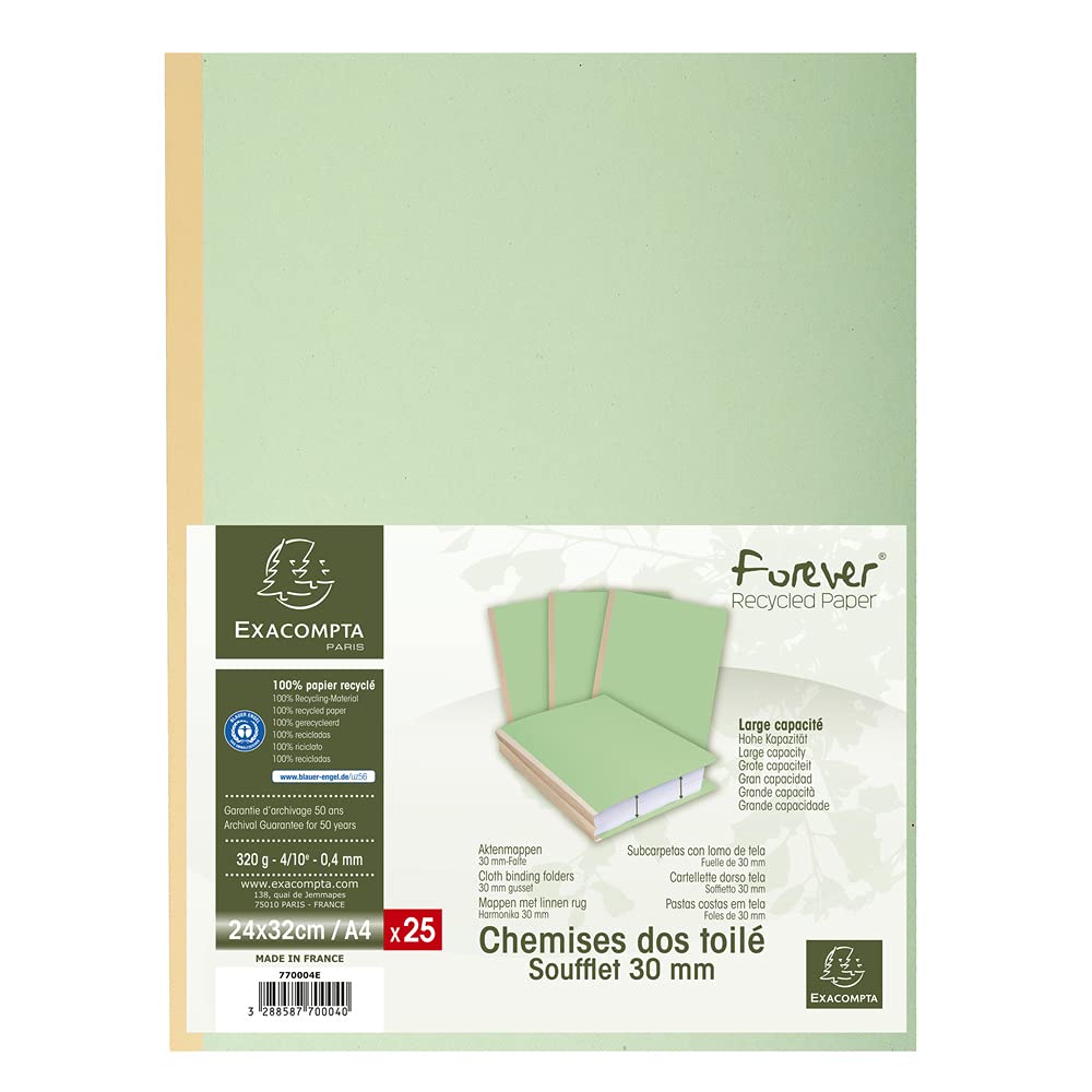 Exacompta 25 Chemises Rigides à soufflet Forever® Ange Bleu Assorties