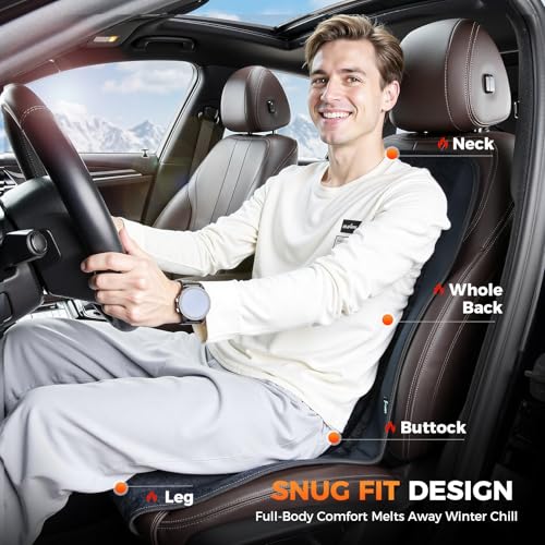 Image of FLORICH Luxury Car Seat Protector Plush Driver or Passenger Car Seat Cushion for Full Back and Seat, Black
