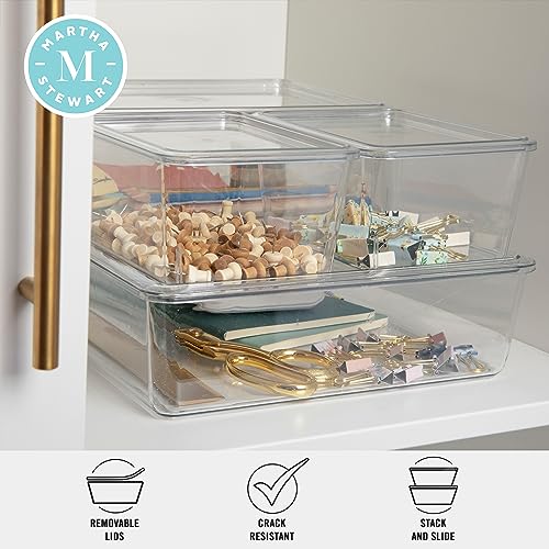 Marthastewartbrodyplasticstorageorganizerbinswithlidsforhomeofficekitchenorbathroom4pack2small1medium1largeclearwhite  Urban Country Home Decor Martha stewart brody plastic storage organizer bins with lids for home office kitchen or bathroom 4 pack 2 small1 medium 1 large clearwhite  urban country home decor
