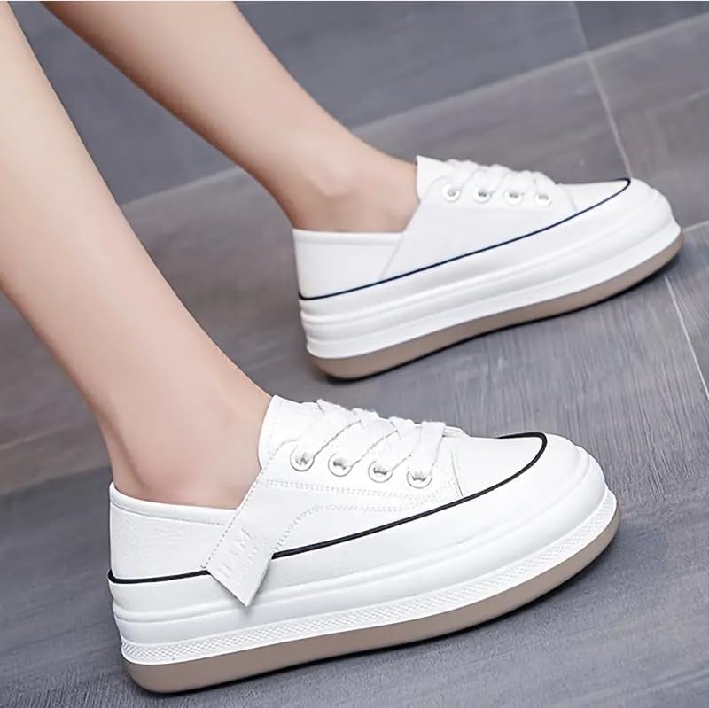 Women's Platform Sneakers - Lace-Up Flat Shoes for Walking & Casual Wear | Anti-Slip Low Top Tennis Shoes, Fashion Comfortable Sneakers2