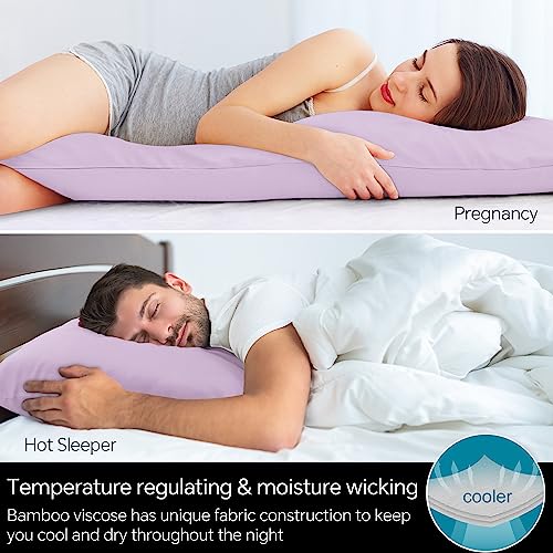 Image of BEDELITE Body Pillow Pillowcase, Rayon from Bamboo, Light Purple, 20 inchx54 inch