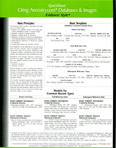 QuickSheet: Citing Ancestry.com Databases & Images