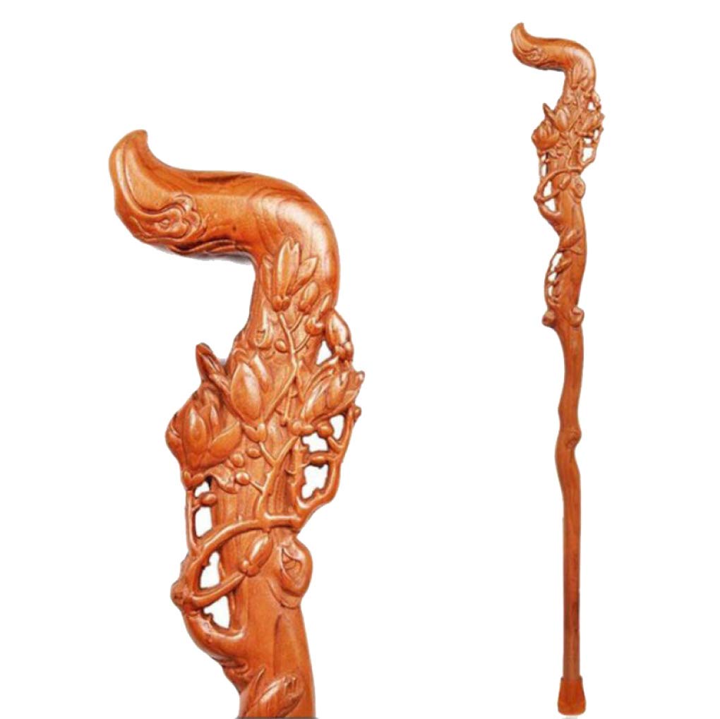 AOHMG Natural Wood Walking Stick for Men and Women, Traditional Style Handcrafted Wood Carved Canes, with Balance Bottom Tip,37 Inch