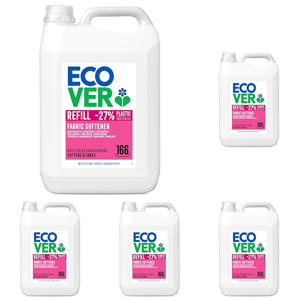 Ecover Fabric Softener Refill Apple Blossom & Almond, 166 Wash (Pack of 5)