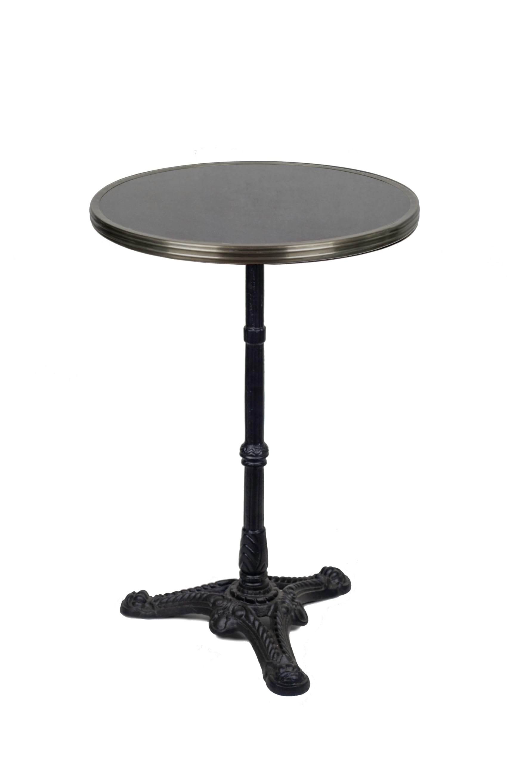 Bonnecaze French Bistro Table, Black Granite & Iron Base, 20"