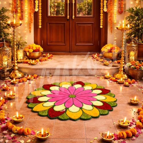 Image of Divyakosh Items for Home Decoration, Artificial Flower Hangings (Yellow) (Flower Mat)