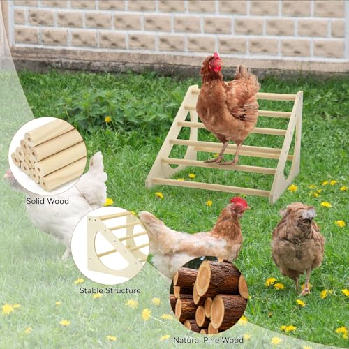 Image of Chicken Roosting Bar Solid Wood Roosting Ladder Poultry Perch Stand Jungle Gym for Backyards Chicken Coops Farms Chicken Toy for Chicks Hens Roosters Large Birds Parrots Macaws S