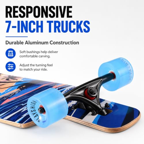 Image of Playshion 39 Inch Drop Through Longboard Skateboard for Beginners