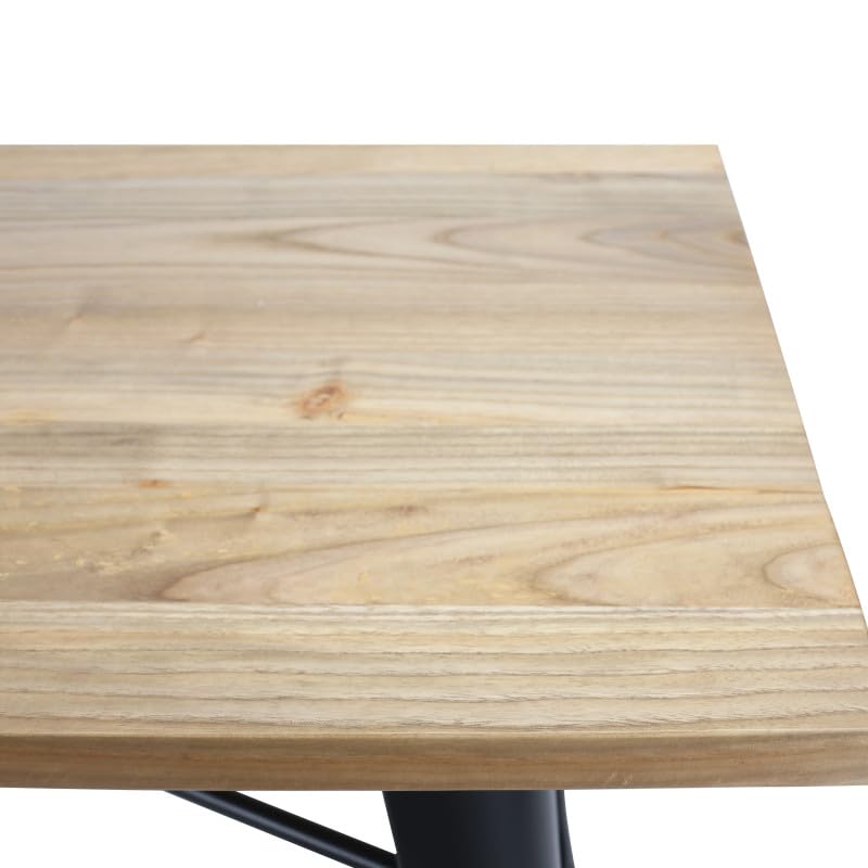 Kosmi – Mesa de comedor 120 x 80 cm de metal negro y bandeja madera estilo industrial (madera clara, 120 x 80 cm)