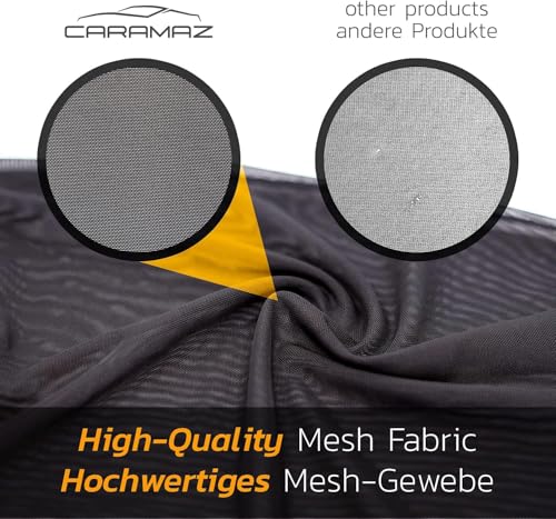 CARAMAZ Sonnenschutz Auto Baby mit UV Schutz, Reach Zertifiziert - Opti-Dark - GSM100+ inkl. Saugnapf - Verdunklung 51x31cm, 2 Stück
