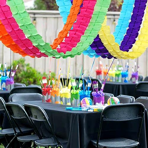 Image of Rainbow Mexican-Theme Party-Decorations Streamers Garland - 157Ft Colorful Birthday Supplies Four-Leaf Clover Hanging Banner,Hot Pink Orange Green Yellow Purple Blue Summer Baby Shower Decor Hugtmr