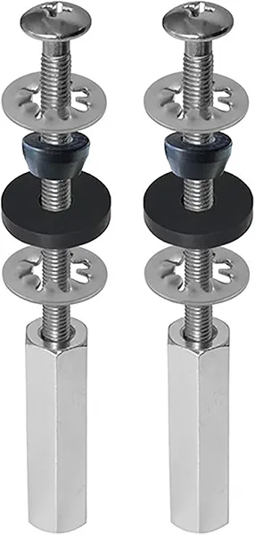YTgilo 1 Set Stainless Steel Toilet Seat Screws with Extra Long Lower Locking Nut Non Skidding Tooth Washer Screw Set with Black Rubber Gasket