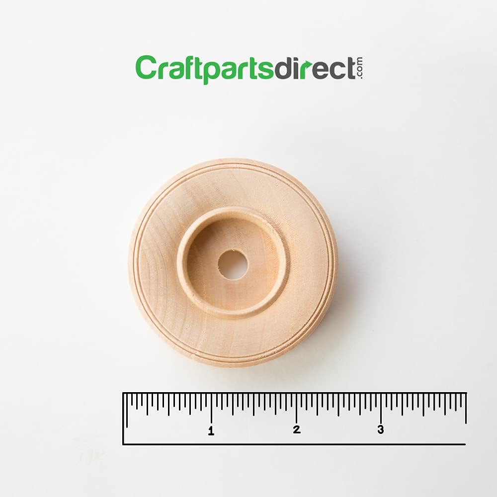 Craftparts.com 2-1/2" Treaded Wooden Wheel, 12 Pack – Unfinished Birch Wood, 3/8" Bore, 3/4" Thick – Ideal for Wooden Toys, STEM Projects, Vehicle Models, Crafts & More image 2