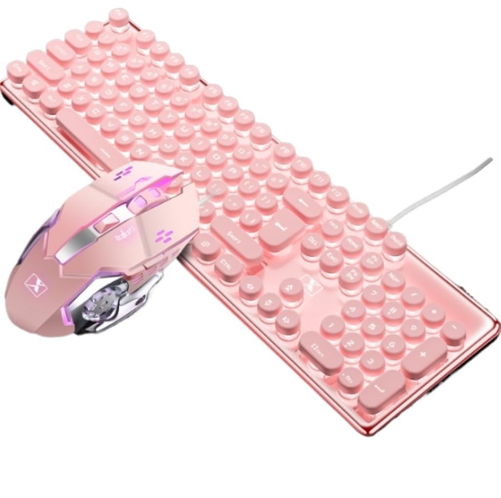 Klawiatura i Mysz do Gier, Zestaw Klawiatury I Myszy Do Gier, Klawiatura, Nowoczesna Mysz, Przenośna Klawiatura Wodoszczelna Klawiatura i Mysz(Pink)