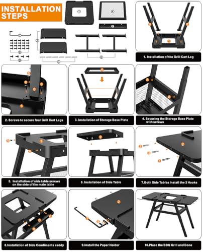Image of Adjustable Grill Stand for Ninja Outdoor Woodfire Series OG700 OG800 OG900 Series OO101 Woodfire Pizza Oven, Grill Cart for Ninja MO201 Artisan Pizza Oven, Replace for XSKUNSTAND Outdoor Stand