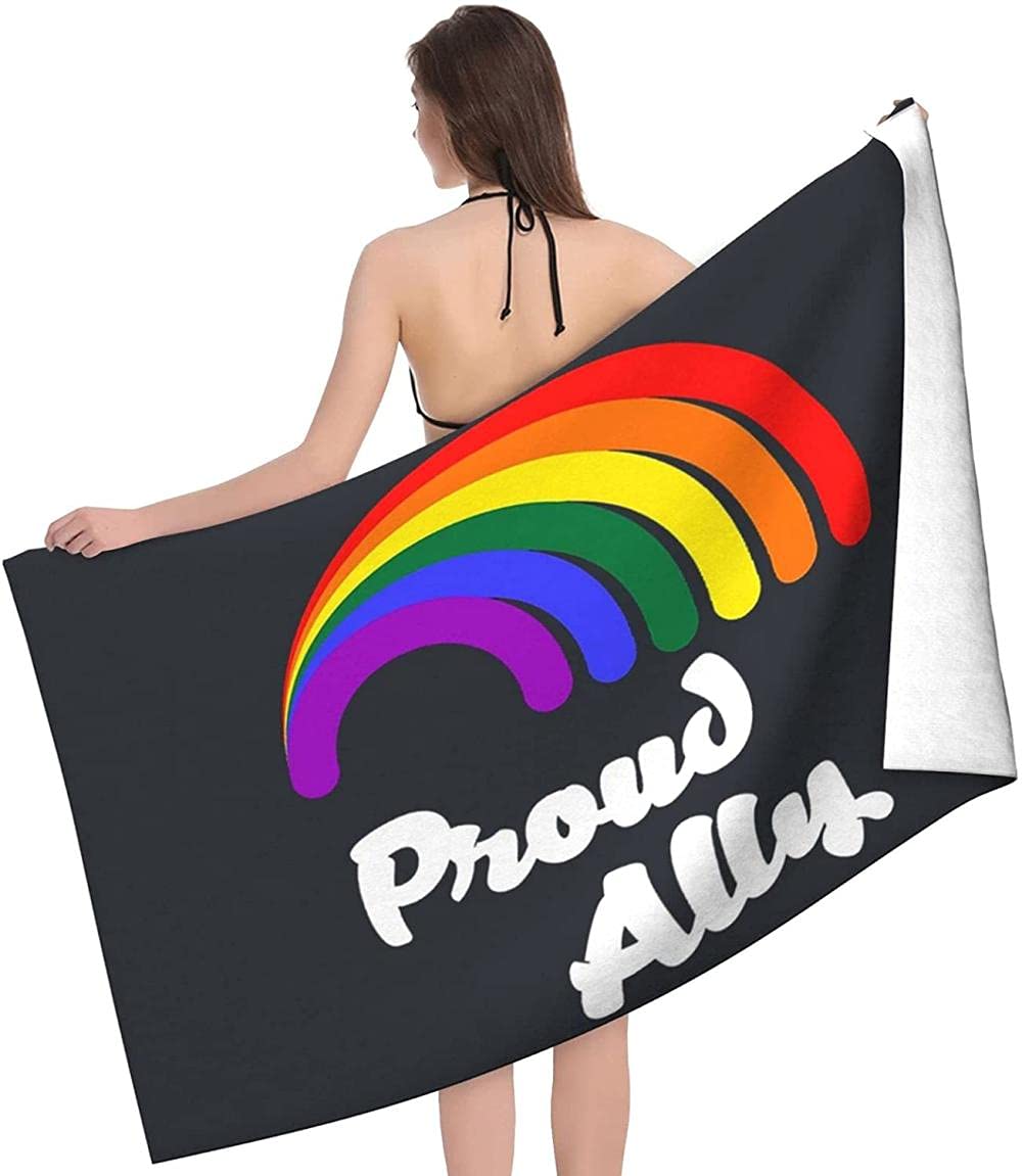 Large Travel Towel, Microfiber Beach Towels,Super Absorbent Beach & Swim Towels,Quick Drying Beach Towel,Oversized Beach Towel,Proud Ally LGBTQ Gay Pride Rainbow32x52in Personality Pool Bath Gym Towe