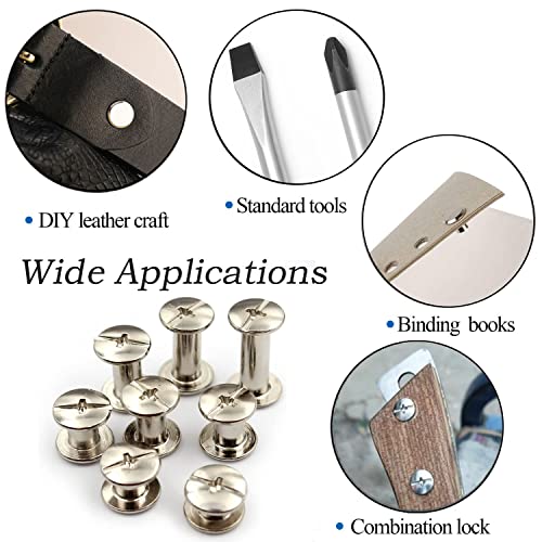 Alloygold Silver Chicago Screws Leather Rivets Assorted ，8 Sizes Of Screw Rivets Chicago Screws For Decorate And Repair Leather Craft Belt Bag Shoes Purse Bookbinding (M5*4,5,6,7,8,9,10,12) #TOP1
