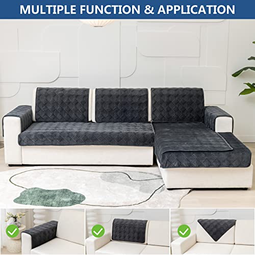 Eismodra Armrest Covers,Sectional Couch Covers,L Shape Sofa Slipcover Furniture Protector For Dogs Cats Pet Chaise Lounge 3 Cushion Couch Loveseat,Dark Gray 28 X 28 Inches (Only 1 Piece) #TOP1