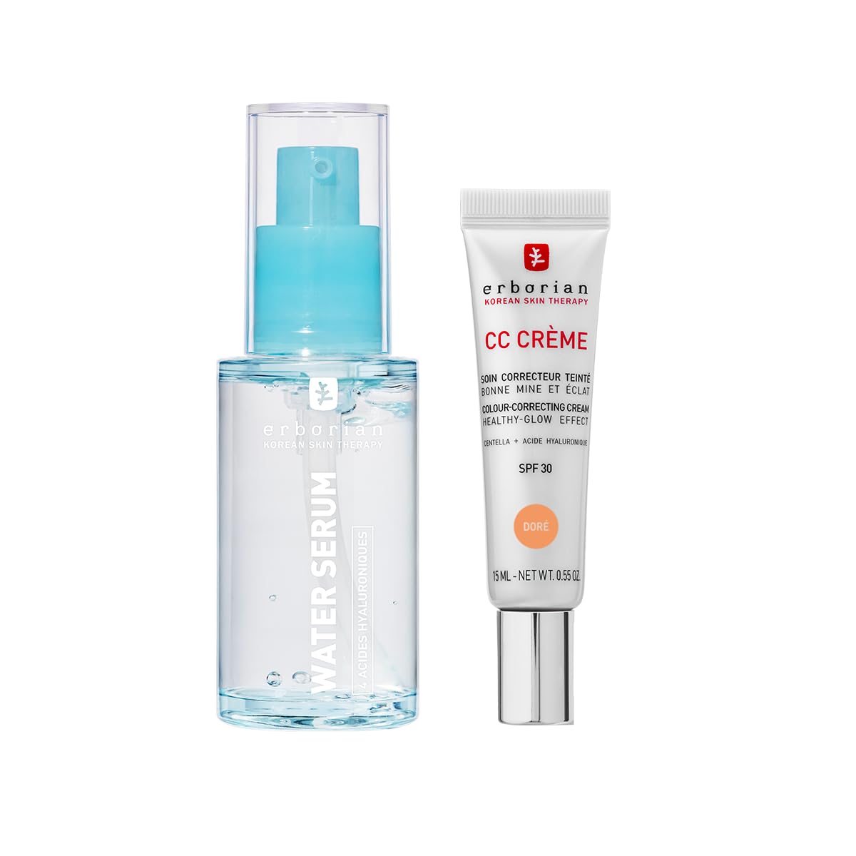 Erborian – Duo Summer Glow – Idrata e Uniforma l'Incarnato – Arricchito con Acido Ialuronico – CC Cream 15 ml + Water Serum 30 ml – Cosmetica Coreana