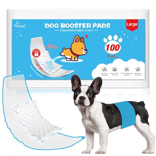 Image of Dog Diaper Liners for Dog Diapers Male and Female 100ct Super Absorption Disposable Booster Pads for Most Reusable Pet Belly Bands, Washable Puppy Diapers Female and Male Wraps