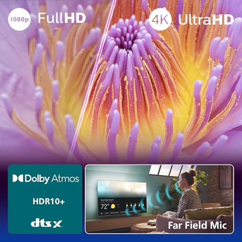 Philips Ambilight 43PUS8200 4K LED Smart TV - Écran 43 Pouces avec Plateforme Pixel Precise Ultra HD, Titan OS et Son Dolby Atmos, Compatible Alexa et Assistant Vocal Google