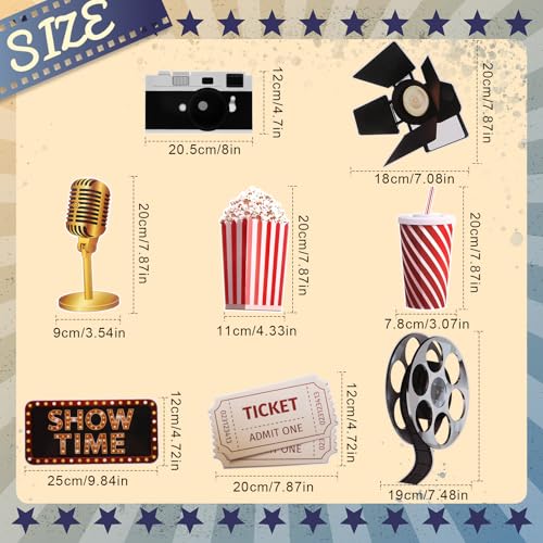 Image of 13 Pcs VIP Movie Night Party Decorations 8.6 inch VIP Light up Letters Sign Film Clapper Board Marquee Star Sign Party Cards Props for Movie Nigh Theater Table Centerpieces Decorations Supplies
