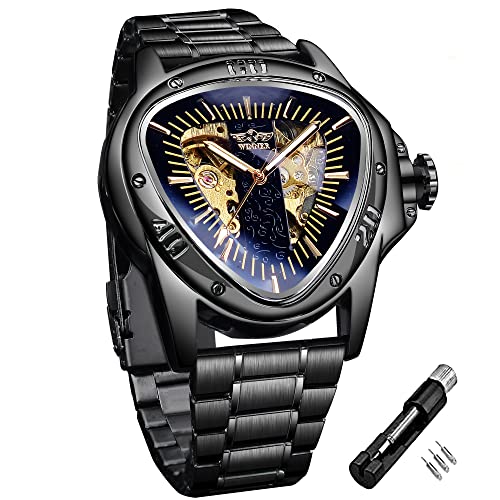 Opiniones y reviews de Reloj rolex winner - los más vendidos. 31 Winner Fashion Reloj de pulsera mecánico triangular, esfera de esqueleto dorada impermeable, movimiento automático, diseño de piel, reloj mecánico para hombre, Negro L
