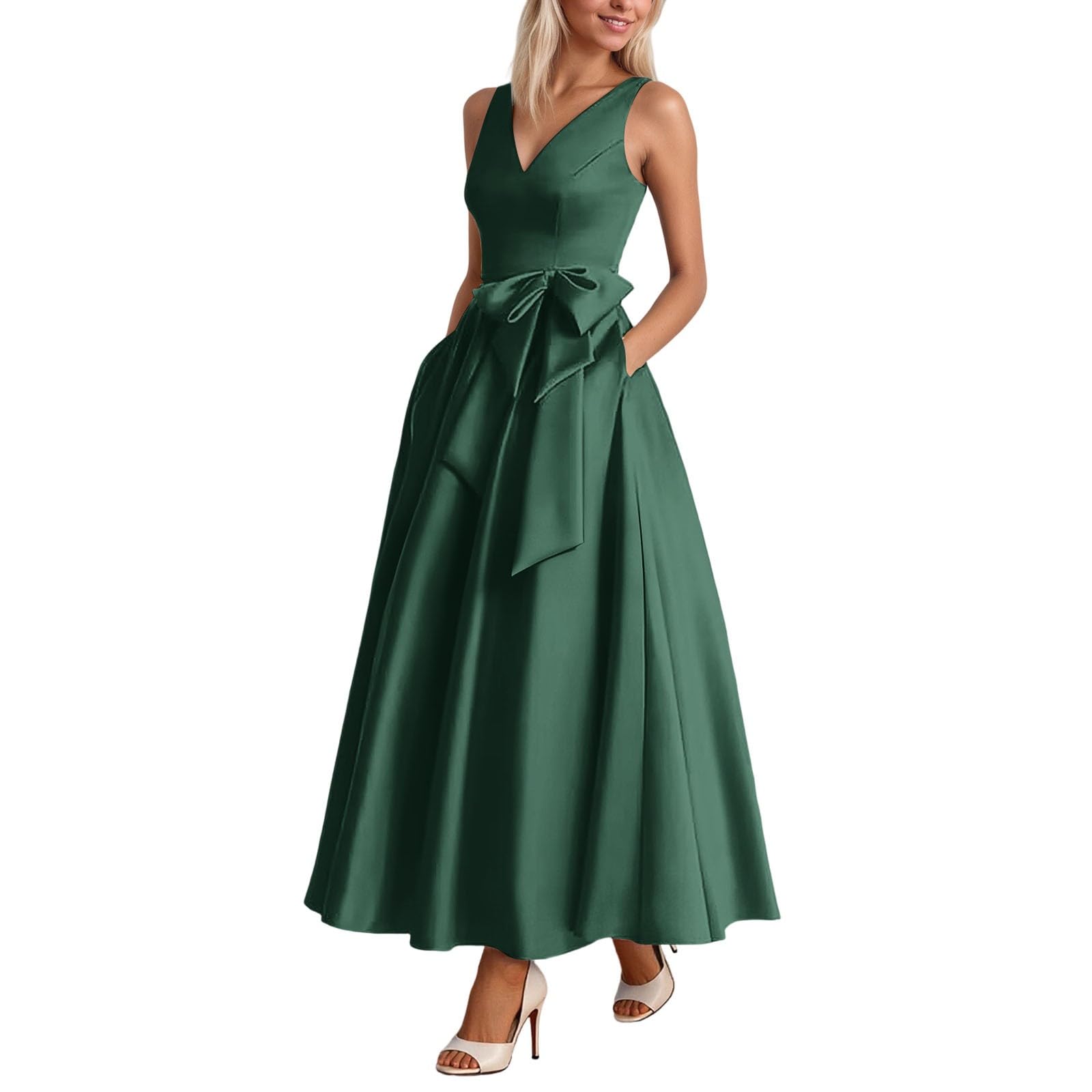 Elegante Vestido de Noche Formal de satén para Banquetes y Celebraciones, con diseño y Ajuste cómodo.