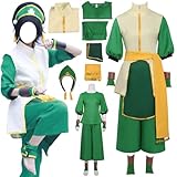 Zezuxy Toph Cosplay Costume Adult Toph Cosplay Uniform Green Suit Halloween(XXL)