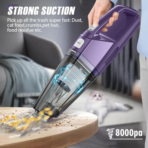 Image of Portable Vacuum Cleaner, Cordless Handheld Vacuum with 8000Pa Suction Power