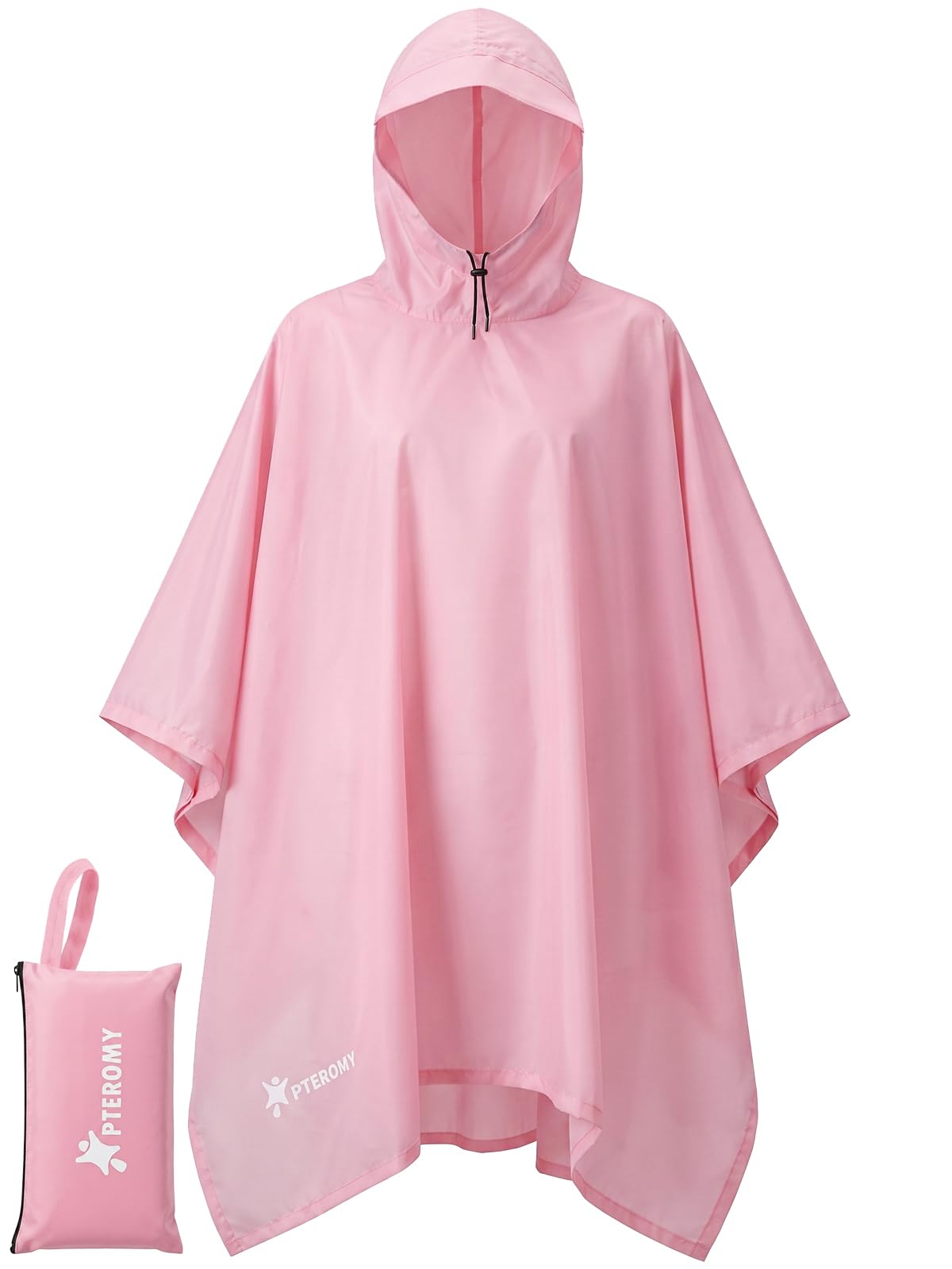 PTEROMY Hooded Rain Poncho for Adults, Reusable Waterproof Raincoat