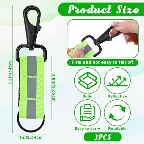 Image of Tarini 3Pcs Reflective Keychain, High Visibility Glow in the Dark Tag for Backpack & Dog Collar