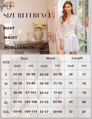 Rslove Women Lace Kimono Robe Babydoll Chemise Lingerie Bride Robe For Wedding Party White S thumb #4