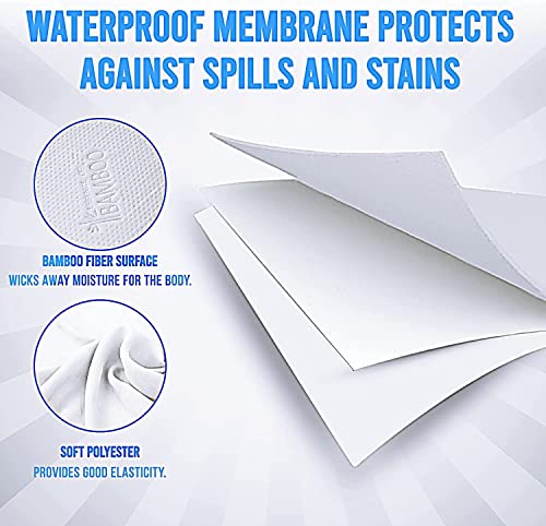 Purshcle Bamboo Waterproof Mattress Protector 3D Air Fabric Ultra Soft Breathable Mattress Pad Cover Comfort & Protection Phthalate & Vinyl-Free Noiseless.(Queen (60"X80"), White) #TOP5