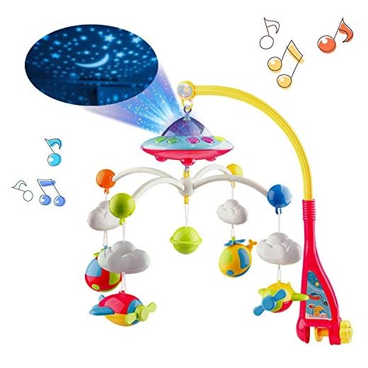 Mini Tudou Crib Mobile Baby Crib Toys with Music and Lights, Hanging Rotating Rattles and Remote Control Music Box with 108 Melodies, Baby Toys for Babies Newborn 0-24 Months Boys & Girls