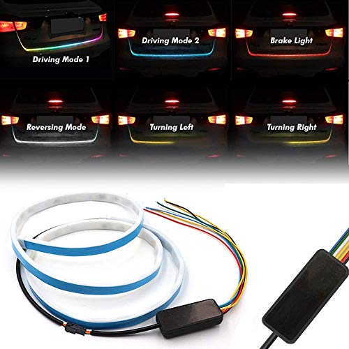 Image of AUTO SNAP Universal Flow Car LED Light Streamer Brake Trunk Signal Light for All Cars & Mini SUVS (Black, 4FT)