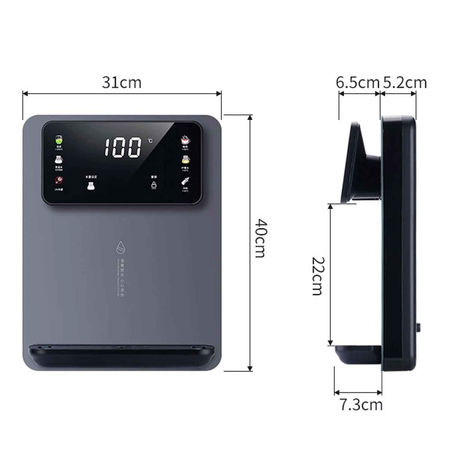 Dispenser d'acqua a parete con alimentazione a rete, riscaldamento efficiente da 2200 W, distributore di acqua calda, bollitore elettrico, riscaldamento rapido per 3 secondi, quattro livelli di volume