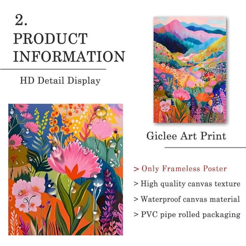 Colorful Abstract Watercolor Wall Art Colorful Wildflower Pictures Aesthetic Landscape Poster Mountain Landscape Abstract Wall Art Mountains Poster Prints for Home Decor 16x24inch No Frame by Dthllay - Used condition - Image 3