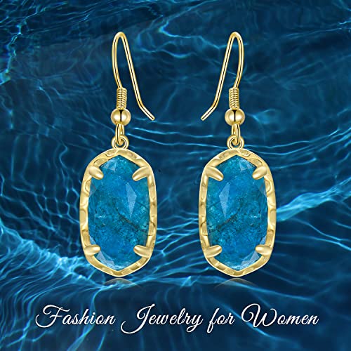 Jkr Blue Drop Earrings 18K Gold Plated Sterling Silver Dark Blue Stone Dangle Earrings Birthday Christmas Gifts For Women Her Girls #TOP5
