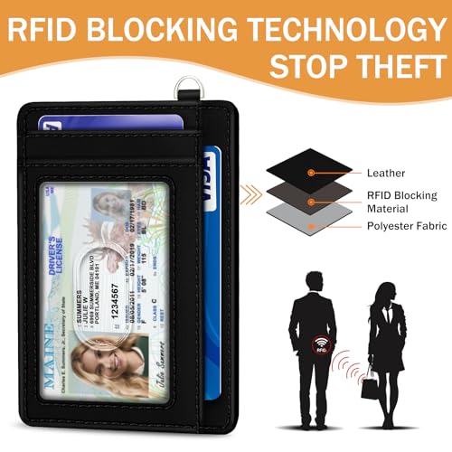 Image of Yonlevres Skeleton Credit Card Holder Slim RFID Wallet Women Wristlet Funny | Front Pocket, Handy, RFID Blocking, Woman Girls Ladies Gifts, D-ring for Keychain,Thin Mini Card Case, ID Window, PU Leather