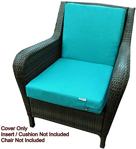 QQbed 6 Pack Outdoor Patio Chair Washable Cushion Pillow Seat Covers Extra Large 24"X22"X4" - Replacement Covers Only (24"X22"X4" 6 Pack, Blue) - Thumbnail 7
