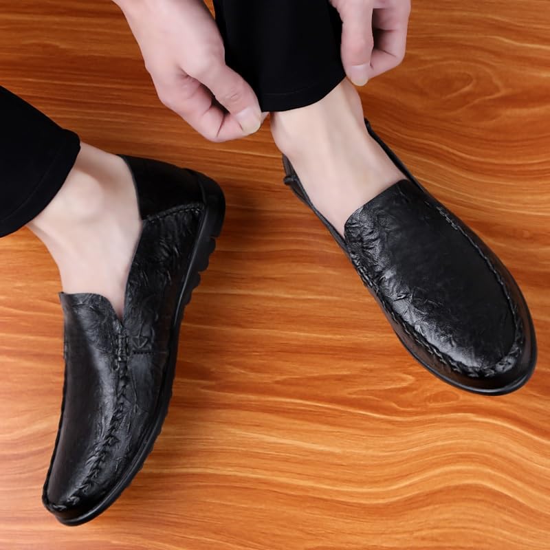 Loafers for Men Round Toe PU Leather Loafer Shoes Flexible Comfortable Flat Heel Wedding Fashion Slip-ons4