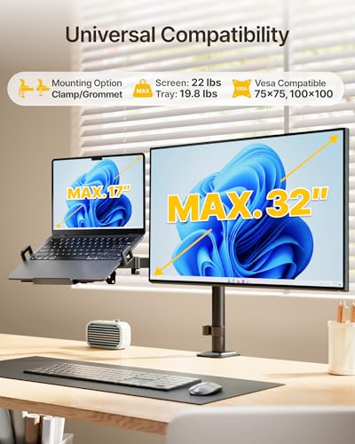 Image of monTEK Monitor and Laptop Stand for 32 inch Screen and 17 inch Laptop