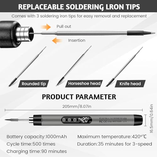 Cordless Soldering Iron Kit, USB Rechargeable Soldering Iron, LCD Digital Adjustable Temperature 260℃ - 420℃, 3 Soldering Tips, Soldering Wire, Electric Soldering Irons Pen for Home Appliance Repair 2 Cordless Soldering Iron Kit, USB Rechargeable Soldering Iron, LCD Digital Adjustable Temperature 260℃ - 420℃, 3 Soldering Tips, Soldering Wire, Electric Soldering Irons Pen for Home Appliance Repair - Image 2