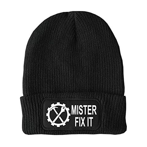 FatCuckoo - Mr Fix It. DIY Man Unisex Winter Thinsulate Beanie Hat Black Cover