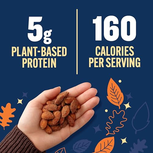 Image of PLANTERS Fall Edition Pumpkin Spice Almonds, Pumpkin Spice Snacks, Cooking & Baking Nuts & Seeds, Flavored Almonds, Seasonal Nuts, Fall Party Snacks, Plant-Based Protein, 15.25 oz Canister (Pack of 2)