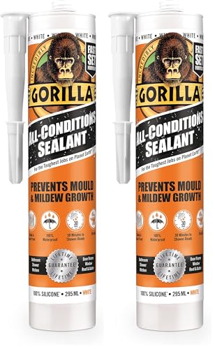 Gorilla 1144010 All Conditions Sealant Silicone White 295ml (Pack of 2) option