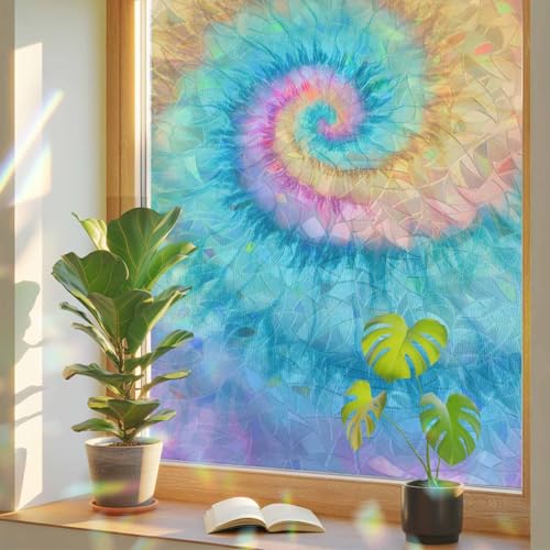 Película de privacidad para ventana Tie Dye multicolor 35.4"x78.7" miniatura 3