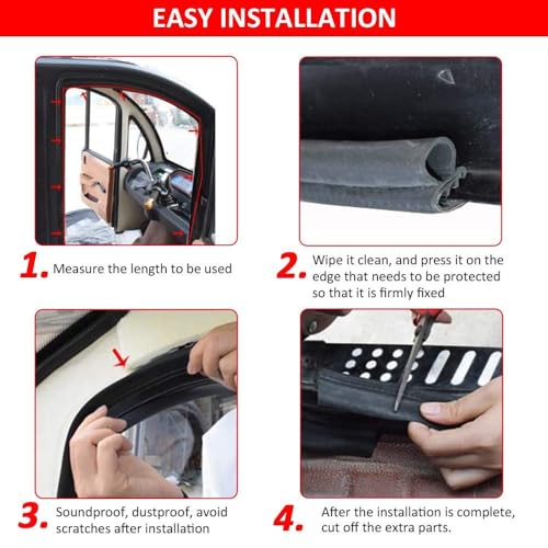 Image of DGSL Car Weather Stripping, 50Ft Automotive Door Seal Strip with Side Bulb Rubber Seal for Cars, Boats, Trucks, RVs