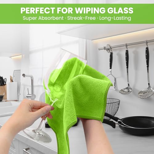 Image of SIFANGKE Microfiber Cleaning Cloth, 12 Pack Limegreen Cleaning Rags for Housekeeping, Reusable Microfiber Towels for Car, Kitchen, Bathroom and Household Cleaning Supplies, 11.8 inchX11.8 inch